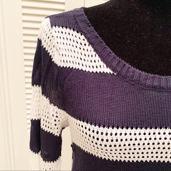 🏷️ New York & Co Preppy Navy White Sailor Button Sweater XS - Picture 2 of 8